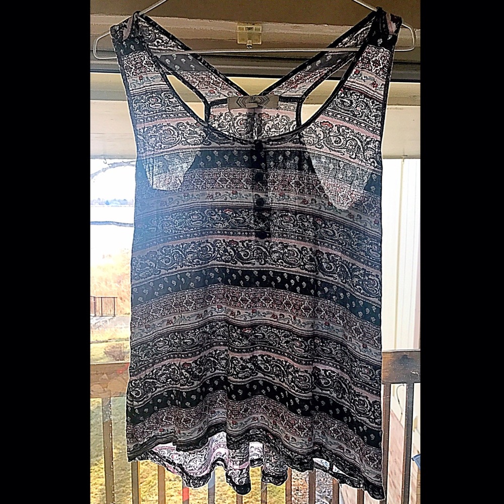 Pink Rose semi sheer flowy floral paisley top