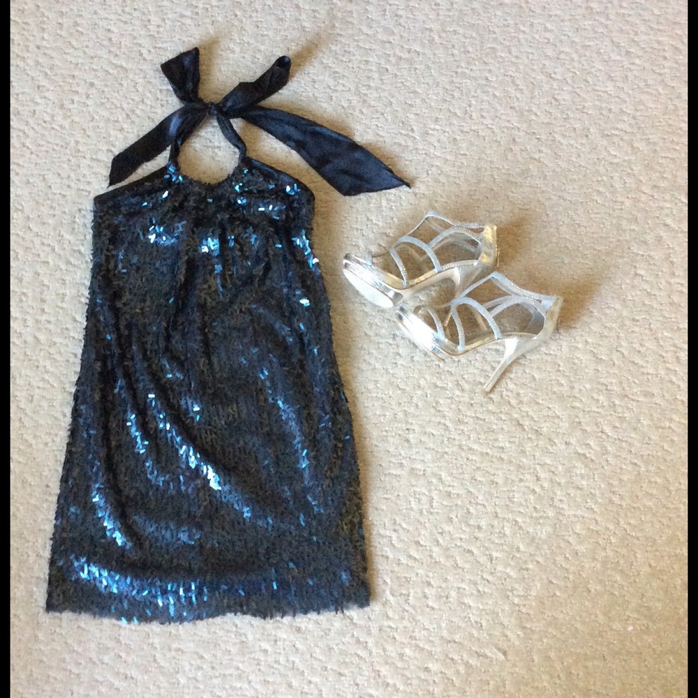Halter Neck Sequin Mini Dress