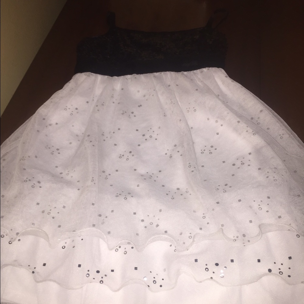 White and black sequence dress