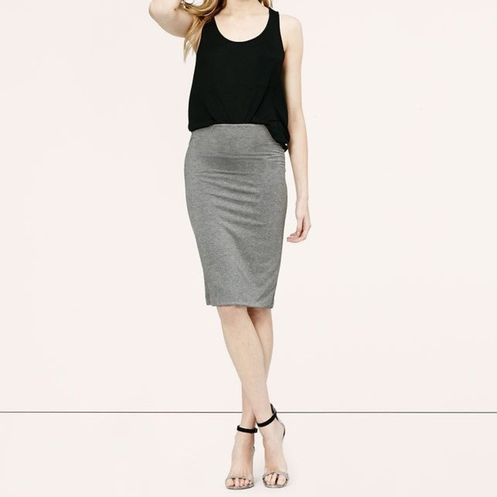 LOFT soft and stretchy gray long pencil skirt
