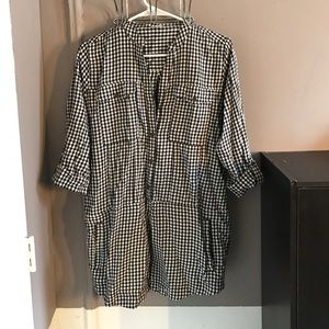 Black and white plaid mini dress