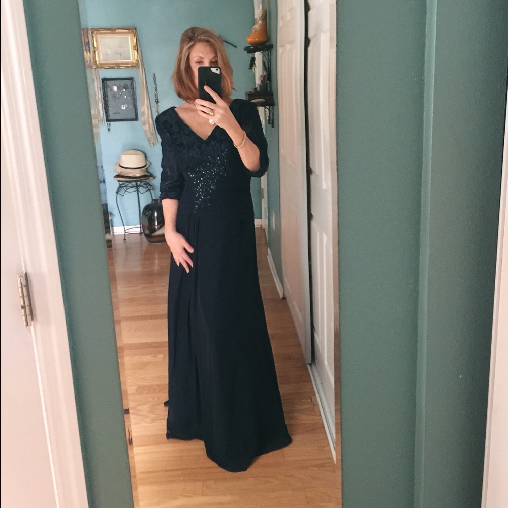 Formal Gown Mother of Bride Navy Dress
