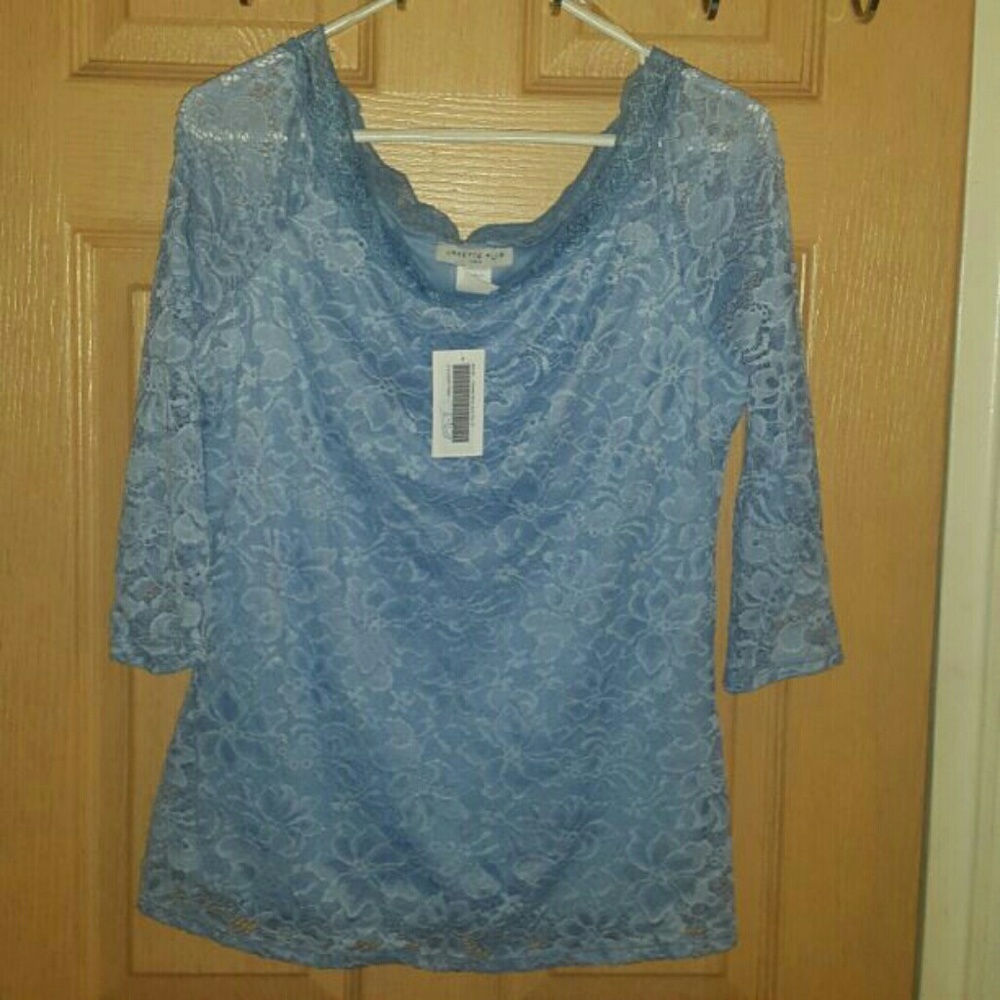 Women's Powder Blue Lace Top
