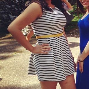 White and navy stripped dress