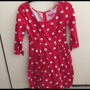 Red and white polka dot dress