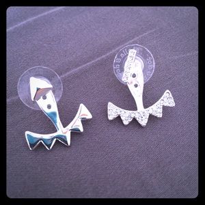 Pave Triangle Ear Jacket (6 in 1 earrings)-Silver