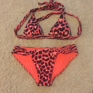 Victoria's Secret Pink Orange Leopard Bikini