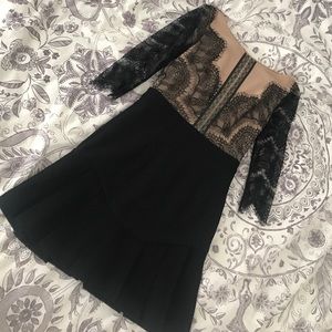 Three Floor black lace dress UK10 US6