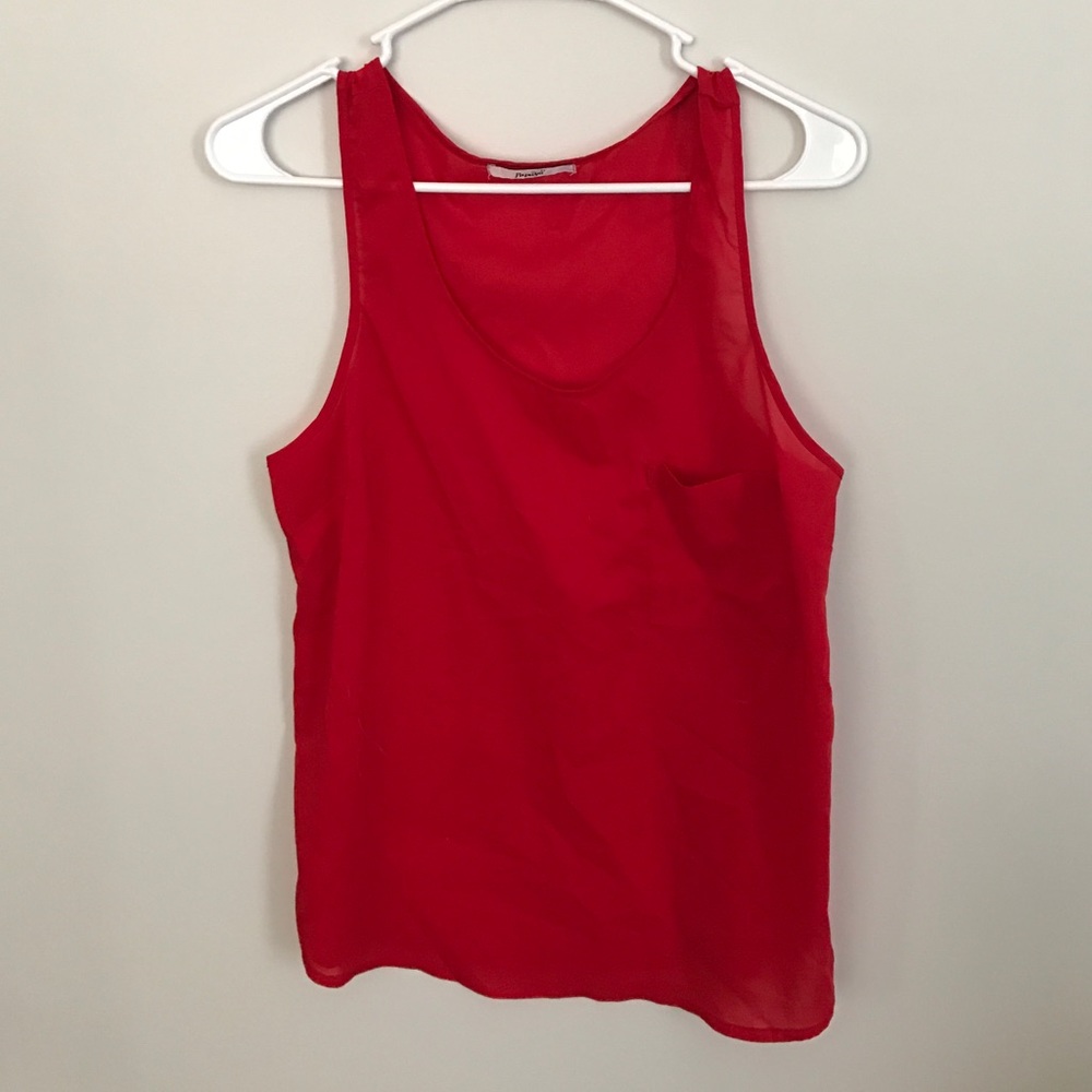 Red sheer top