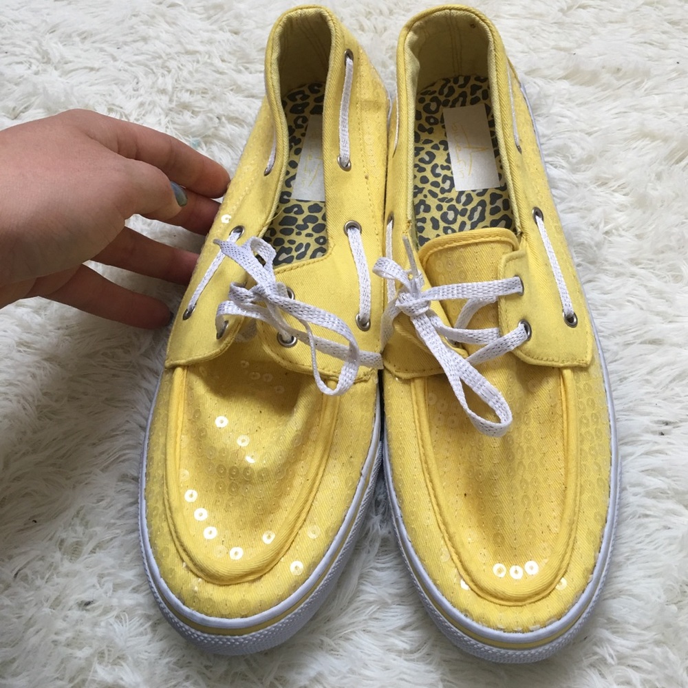 yellow boat shoes