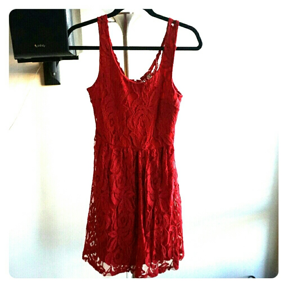 Romantic Red Lace Dress