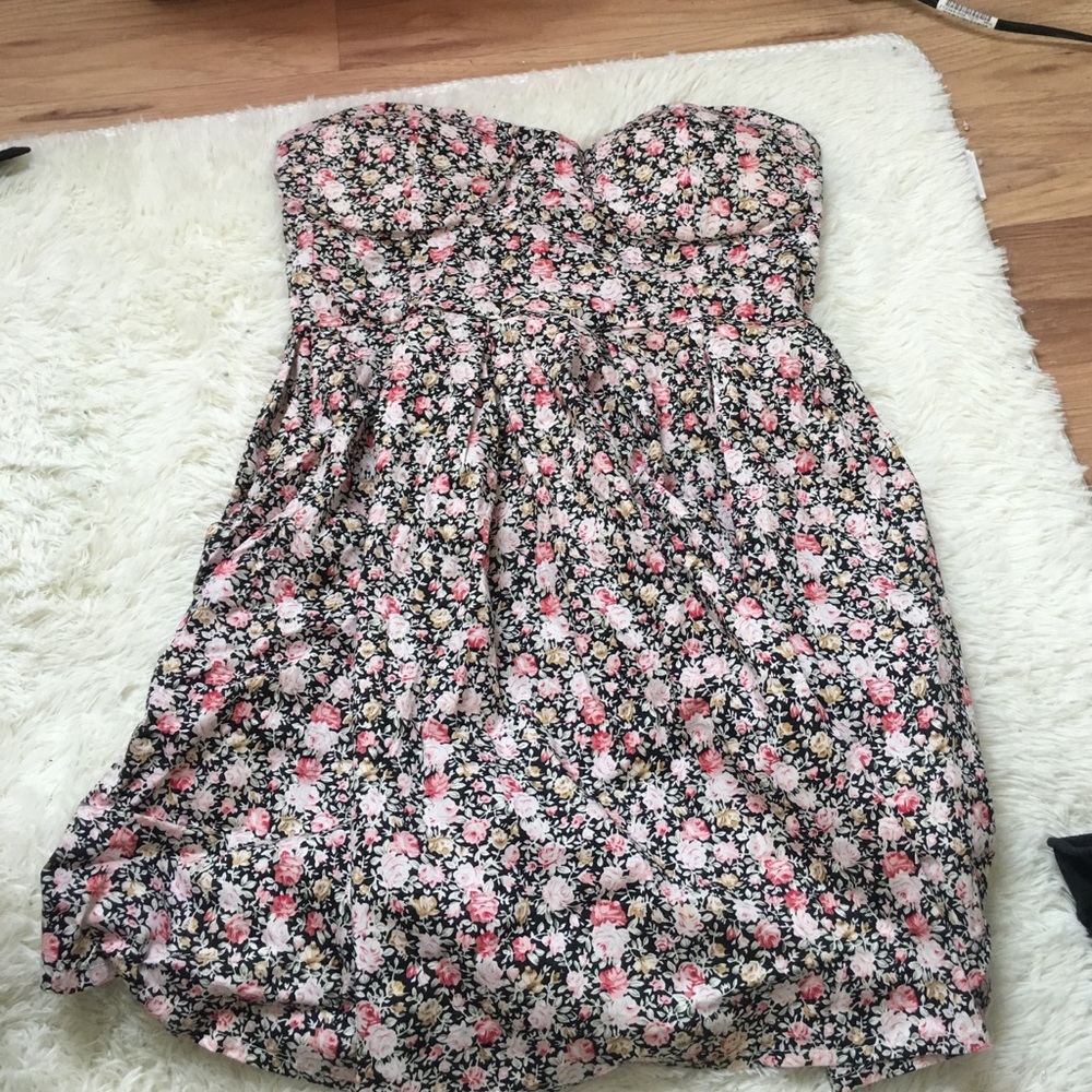 floral strapless dress