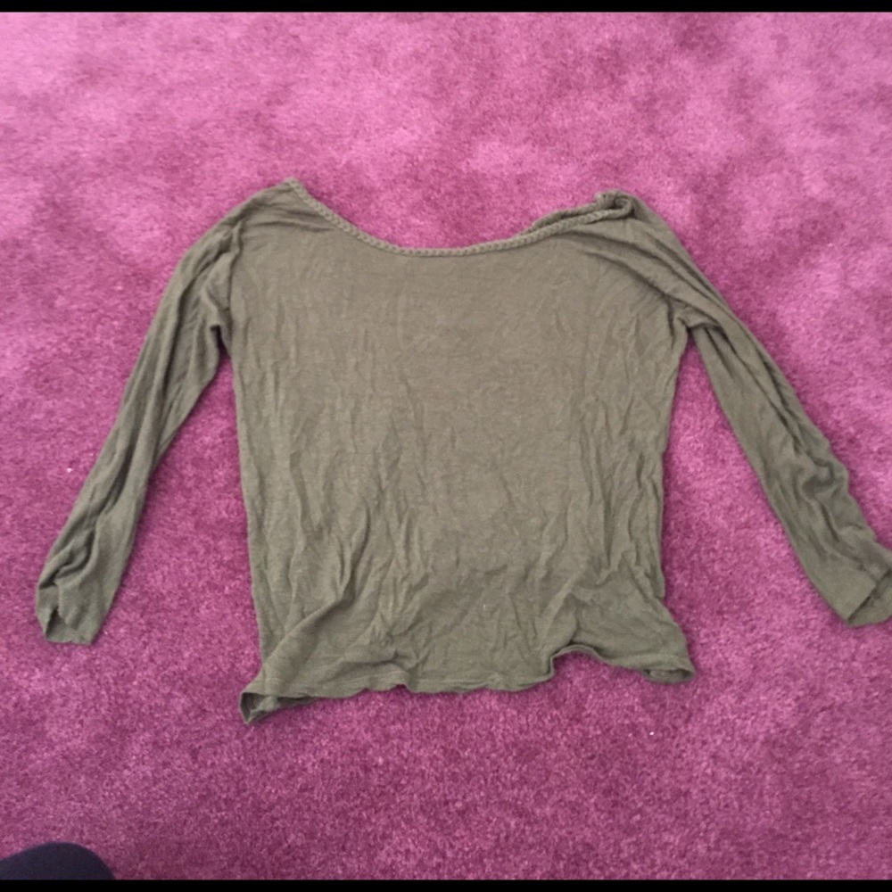 Olive green long sleeve crop top