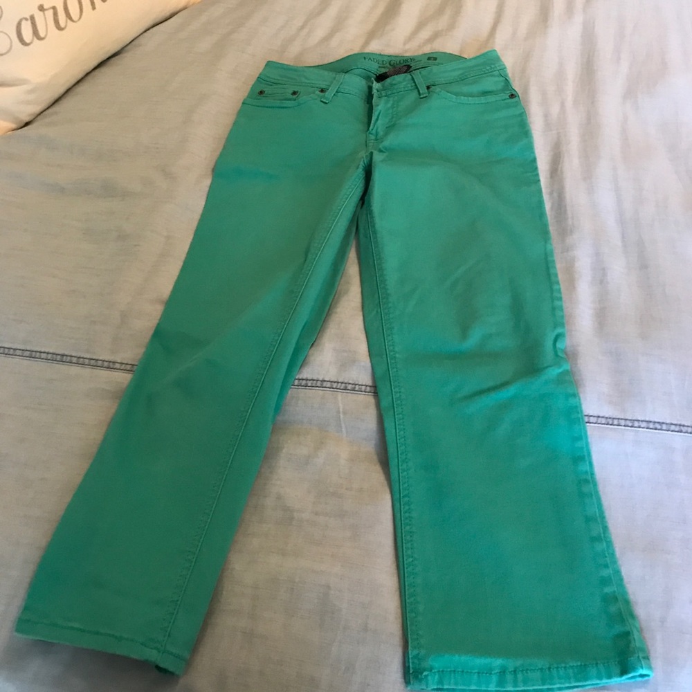 Teal cropped jeans