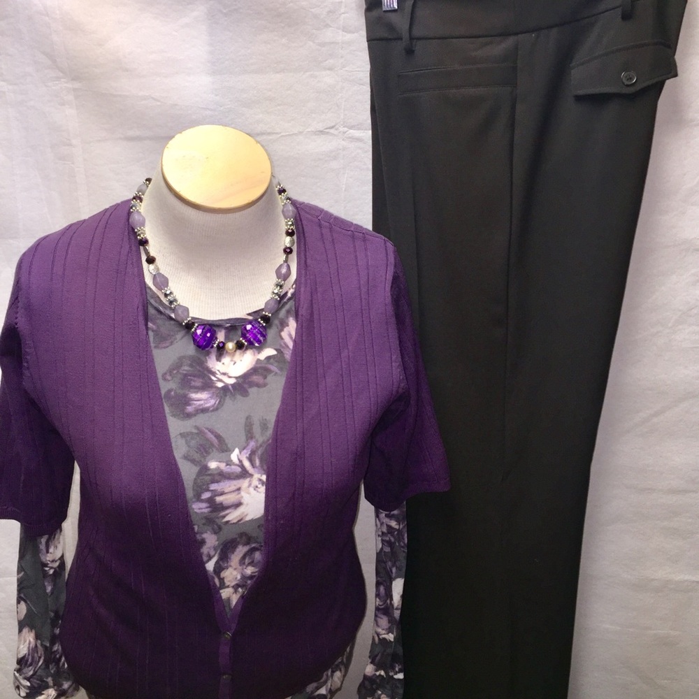 3pc Purple & Dark Brown Causal/Dress Outfit