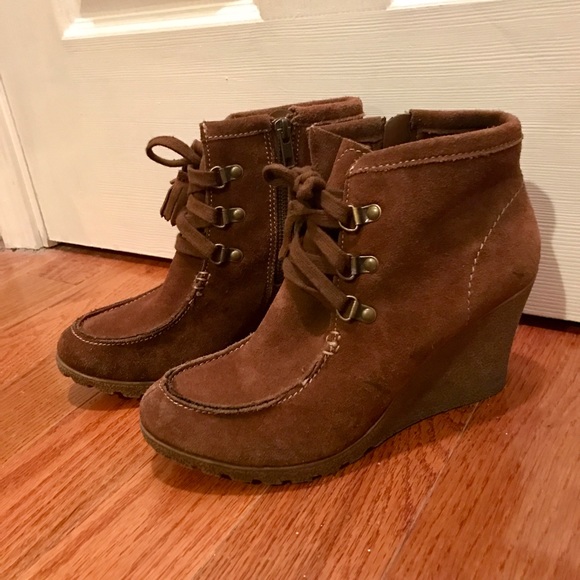 MIA Shoes - MIA Brown Suede Wedge Bootie
