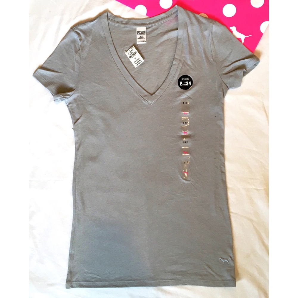 Rare PINK Cotton Basics V-Neck