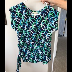 Banana republic green blue blouse EUC