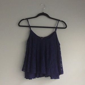 Navy Blue Lace Top