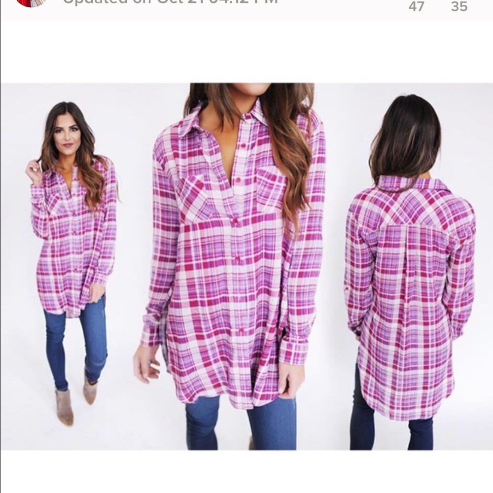 Pink side slit top
