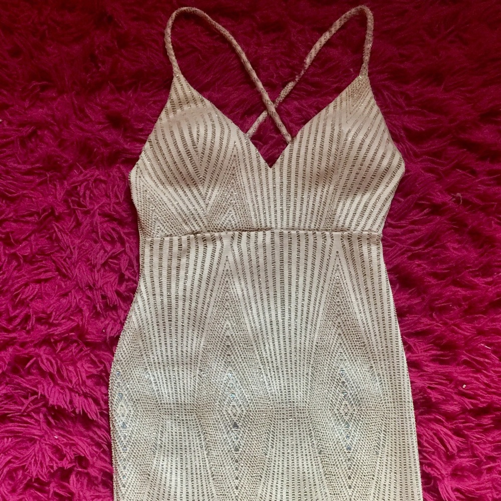 Stylish nude Blush dress with silver undertones