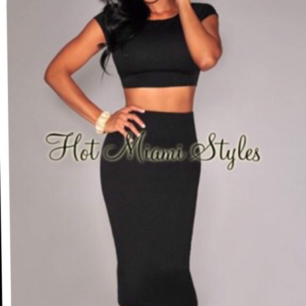 Black Textured Two Piece Set