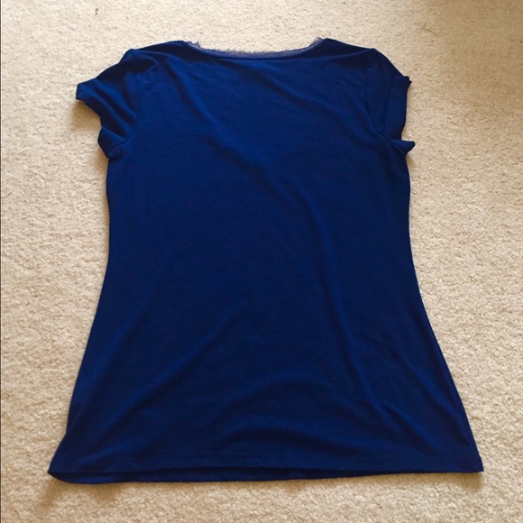 WHBM lovely sequin blue top blouse M - Picture 3 of 6