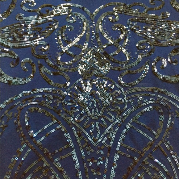 WHBM lovely sequin blue top blouse M - Picture 4 of 6