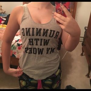 "Running with my woes" racerback tank