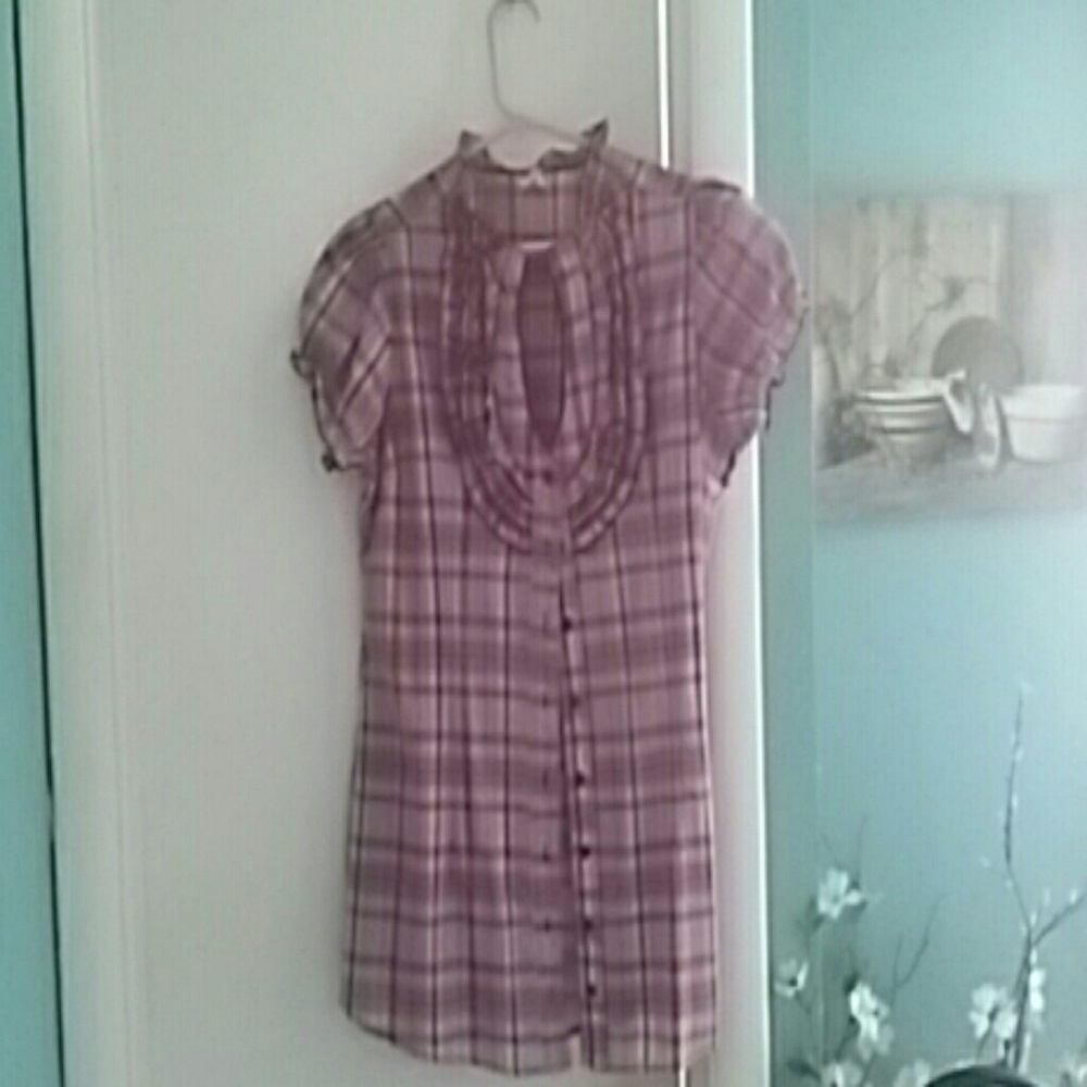 Purple plaid blouse