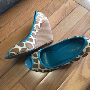 Giraffe Print Wedges