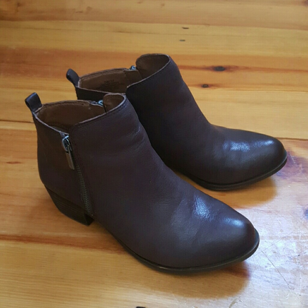 Lucky Brand Dark Java leather ankle booties WIDE