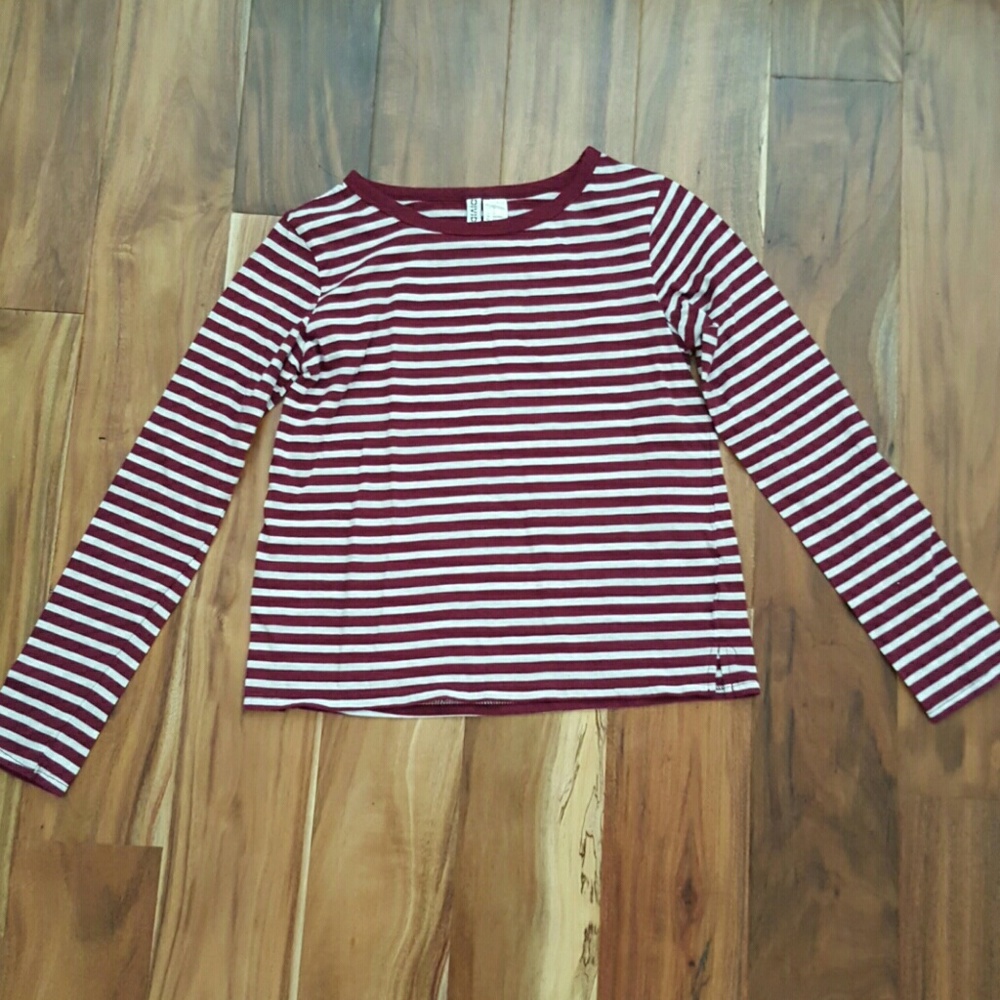 DONATED *Striped Burgundy Long Sleeve Tee