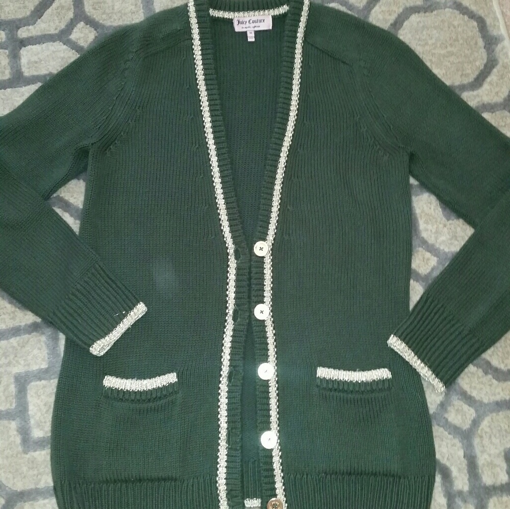 💟 Juicy couture gold and green cardigan sweater
