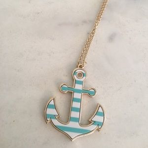 NWOT Teal and White Anchor Necklace