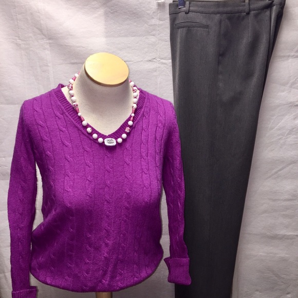 2pc Mauve Sweater by Loft and Dark Brown Pants - Picture 1 of 5
