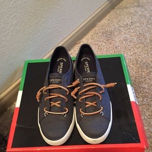 Navy blue Sperry sneakers! Worn only once!