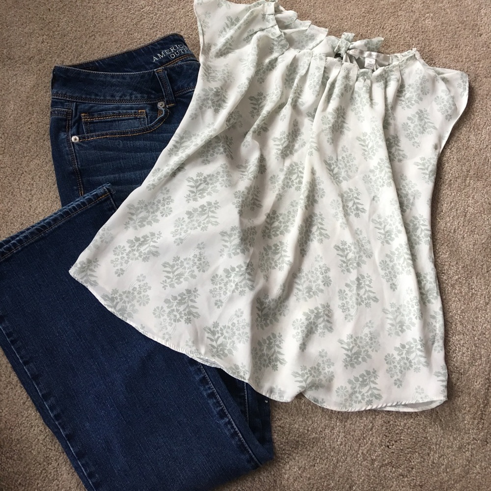 LC Lauren Conrad top & AE jeans