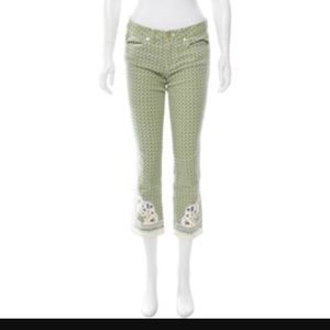 Tory Burch printed jean in green and cream