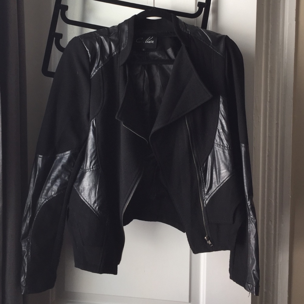 Faux leather and cotton dress jacket