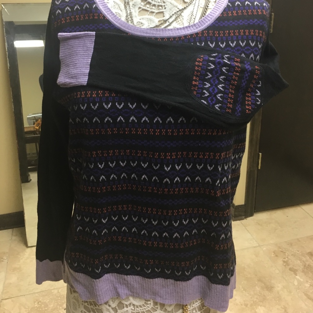 Kenzie Fair Isle sweater w/ elbow patches!EUC🌸🌺