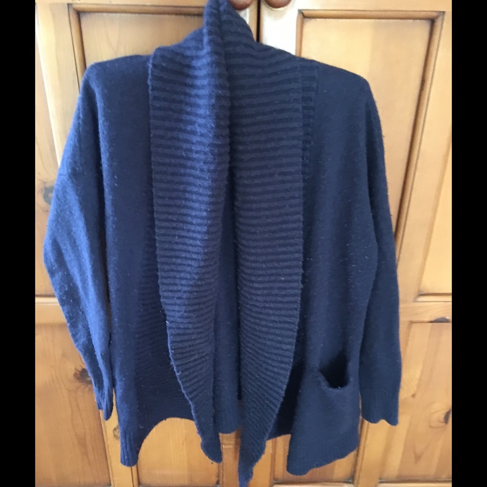 JCREW navy ribbed shawl collar cardigan