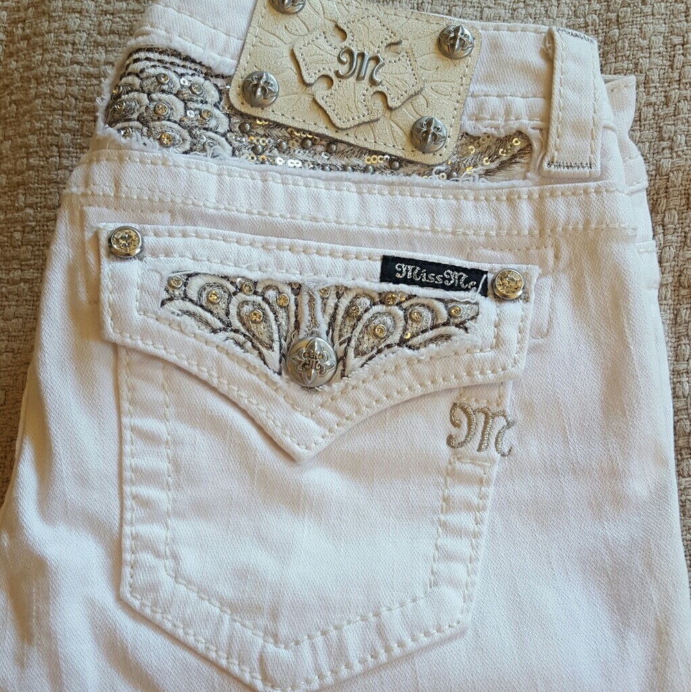 Miss Me White Embellished Skinny Jeans