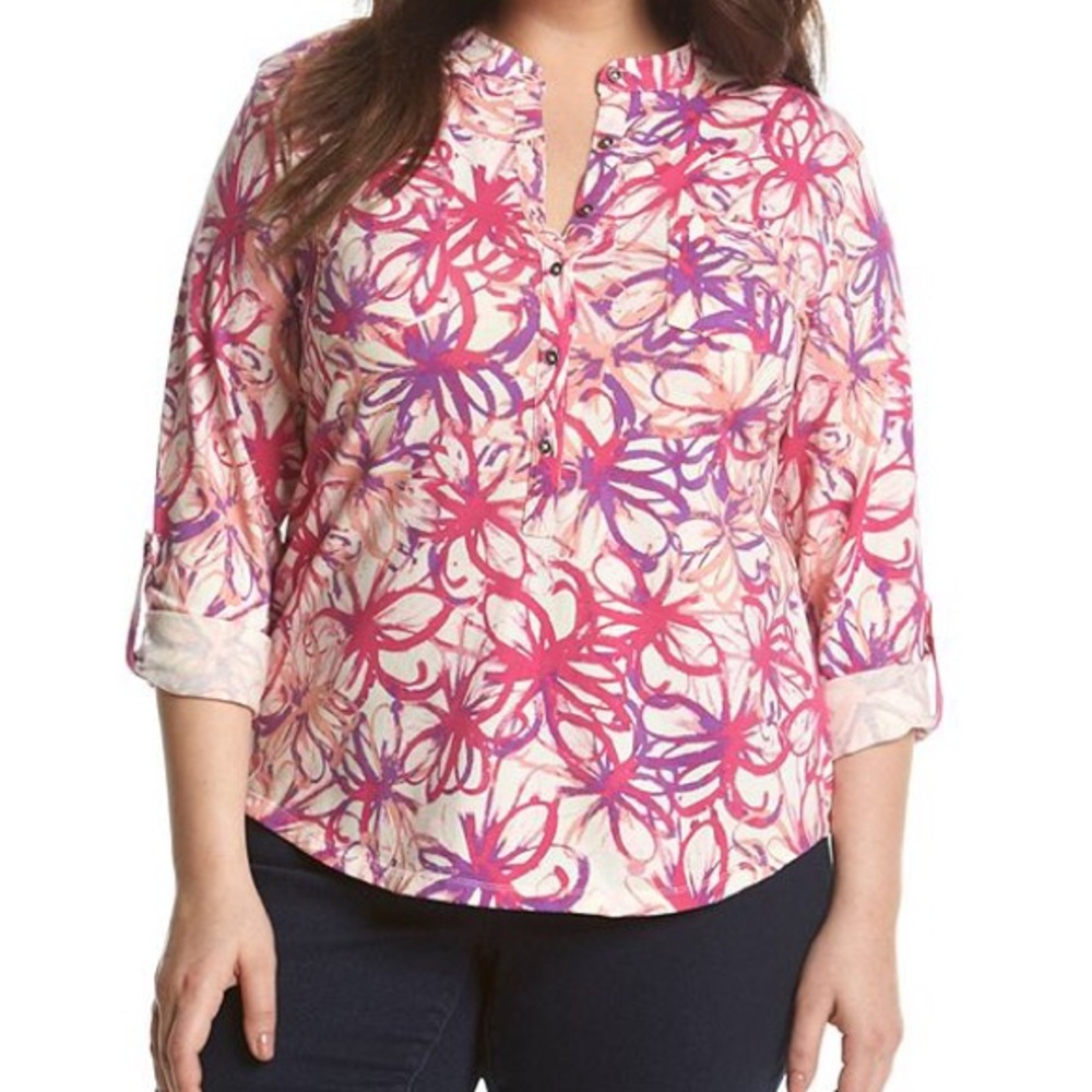 Bright 3/4 Sleeve Henley Top