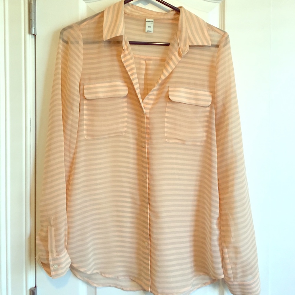 Pale pink, shear shirt.
