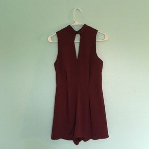 Burgundy romper w/lace back detail