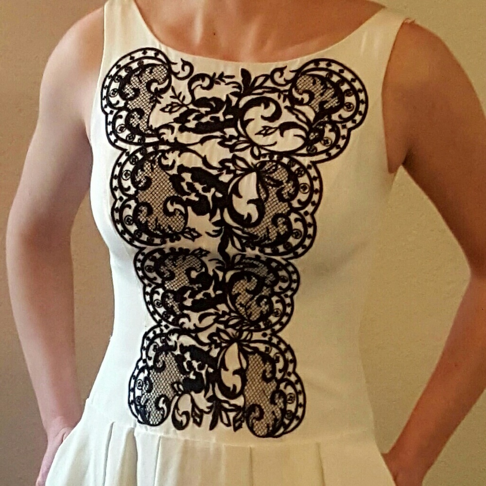 Drop waist fit and flare pleated cocktail dress