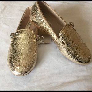 Zara girls gold loafers