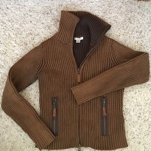 tyler boe brown, robbed, full zip sweater, M
