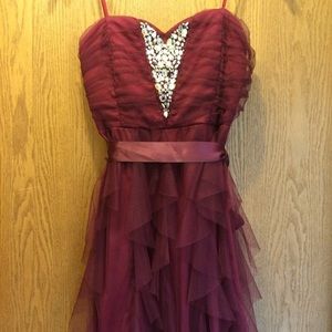 Burgundy homecoming dress.